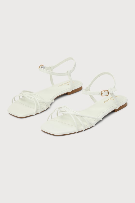 Cute White Sandals - Strappy Sandals - Ankle Strap Sandals - Lulus