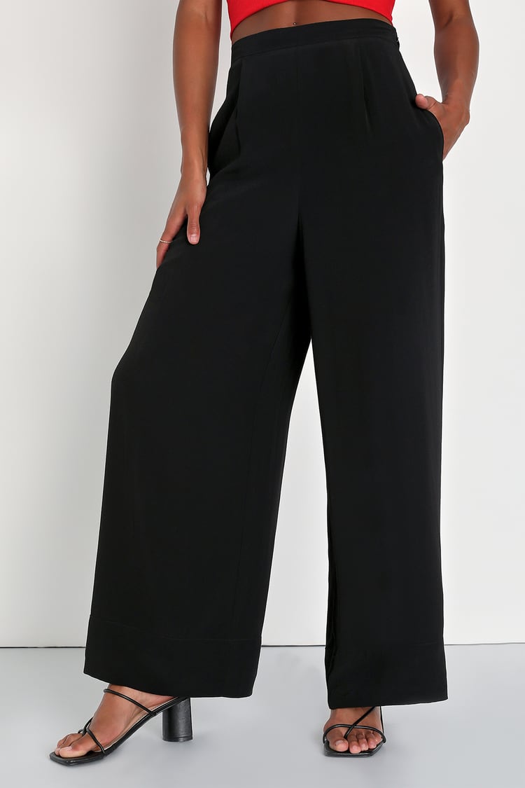 Black Pants - Wide-Leg Pants - Side Button Pants - Women's Pants - Lulus