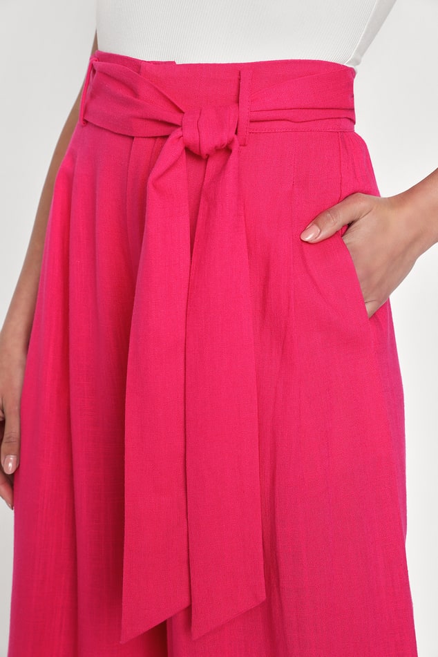 Pants Pink Pants Linen - Hot Wide Lulus Pants Linen - - Leg High-Waisted