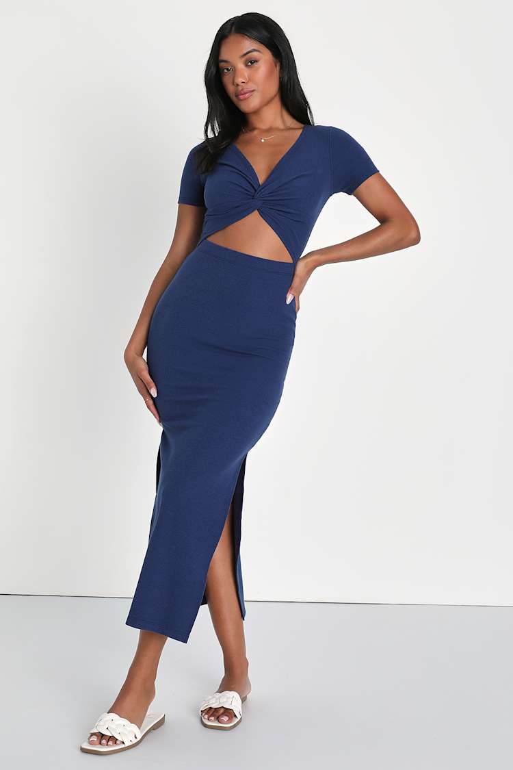 knee length dresses for ladies The TENCEL™ Short-Sleeve Midi Dress