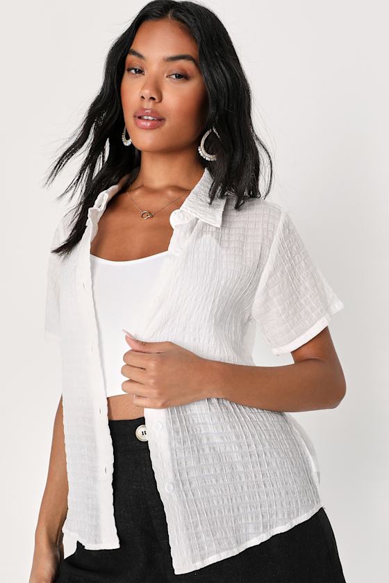 White collarless Buttoned Top main image 0