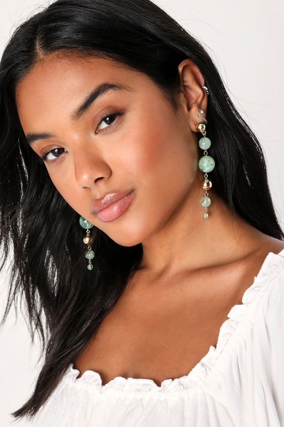Radiant Glow Green Statement Drop Earrings