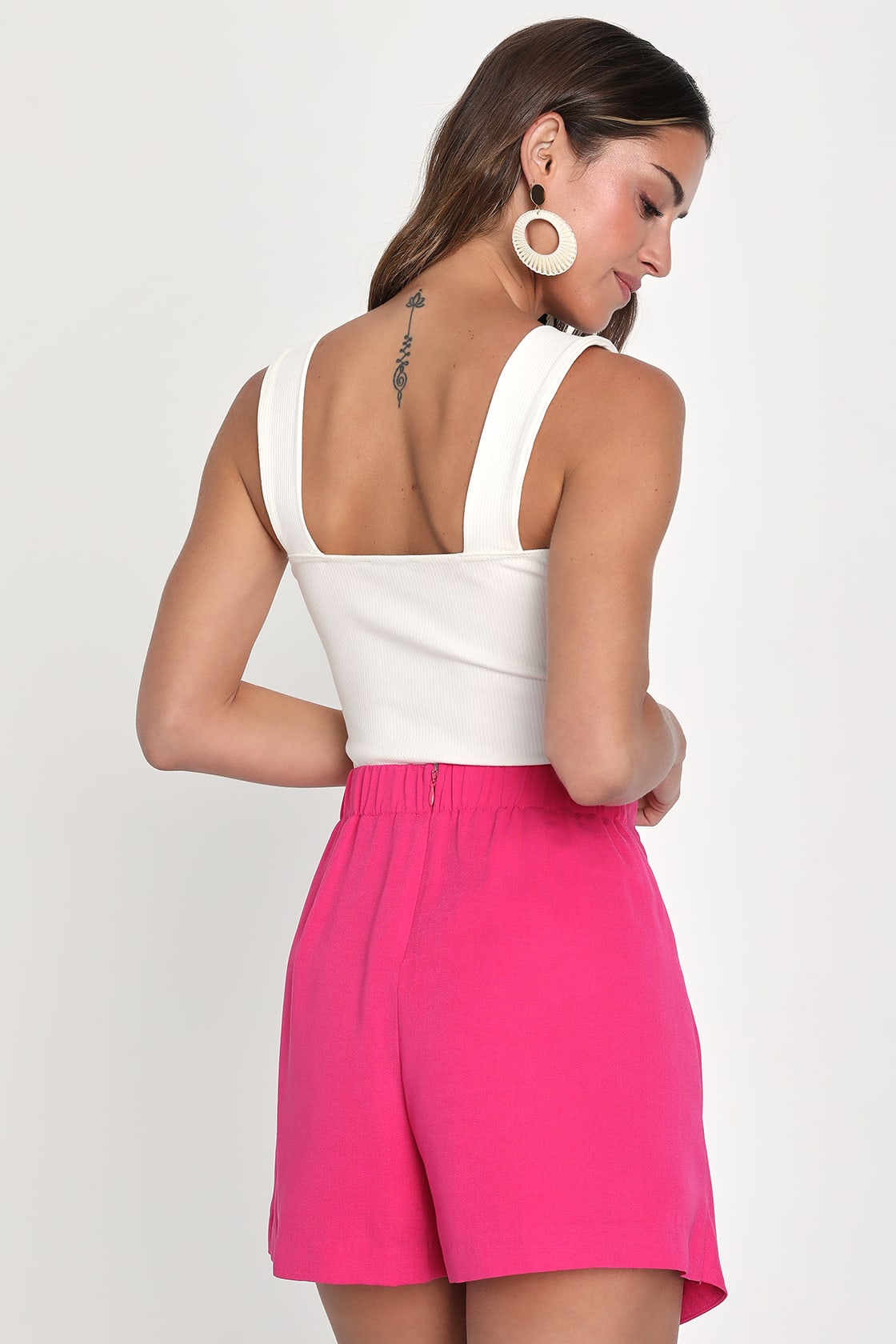 Rare Aesthetic Hot Pink Twist-Front Skort