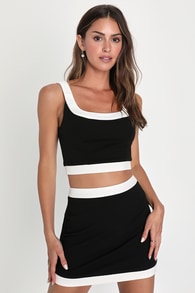 Totally Sensational Black Color Block Bodycon Mini Skirt