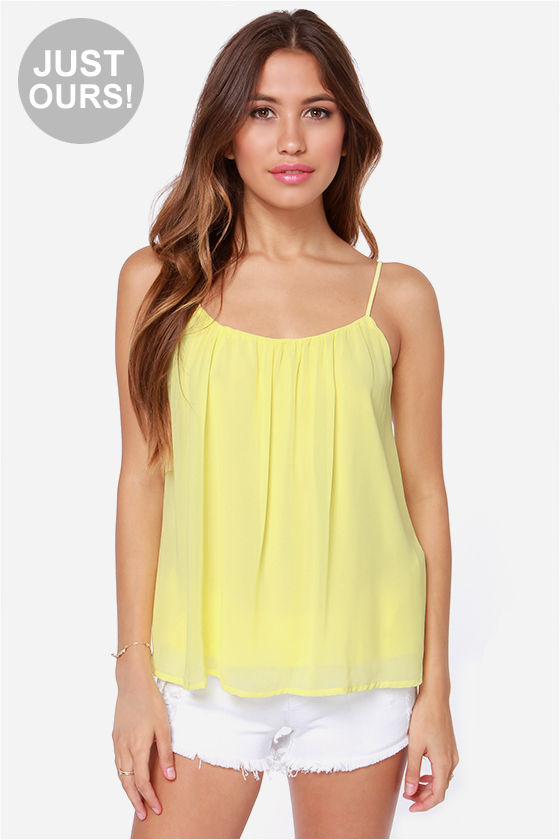 Pretty Yellow Top Chiffon Top Yellow Tank Top 31.00 Lulus