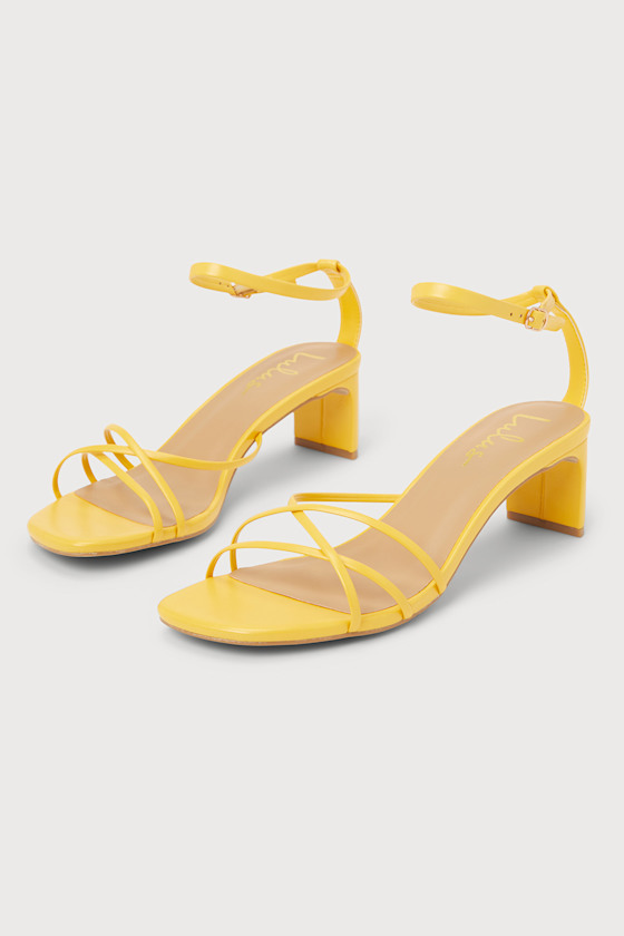 Chic Yellow Sandals Ankle Strap Sandals Strappy High Heels Lulus