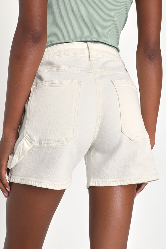 Just Black Utility Shorts - Off White Cargo Shorts - Work