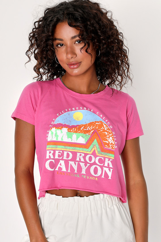 Red and sales pink graphic tee