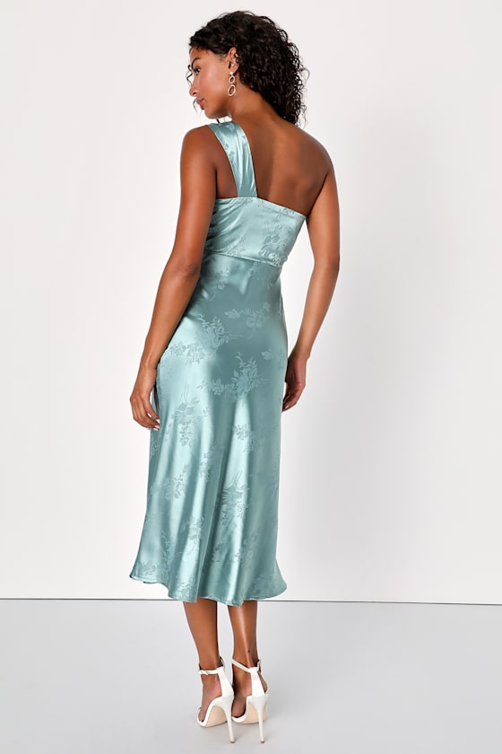 The One For Me Satin Midi Dress Blue