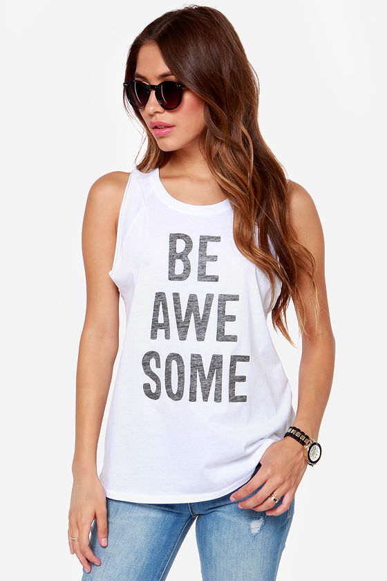 Billabong Awesome Saucez Tee - White Muscle Tee - $24.00 - Lulus