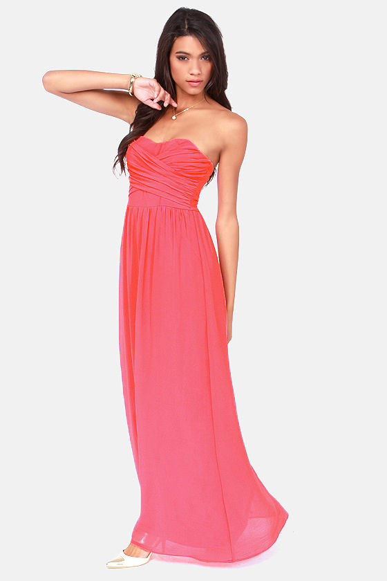 Heychic Soletta Pink Tropical Long Sleeve Corset Maxi Dress (Coral)