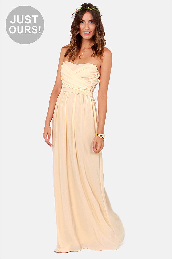Lovely Cream Dress Strapless Dress Maxi Dress 71.00 Lulus