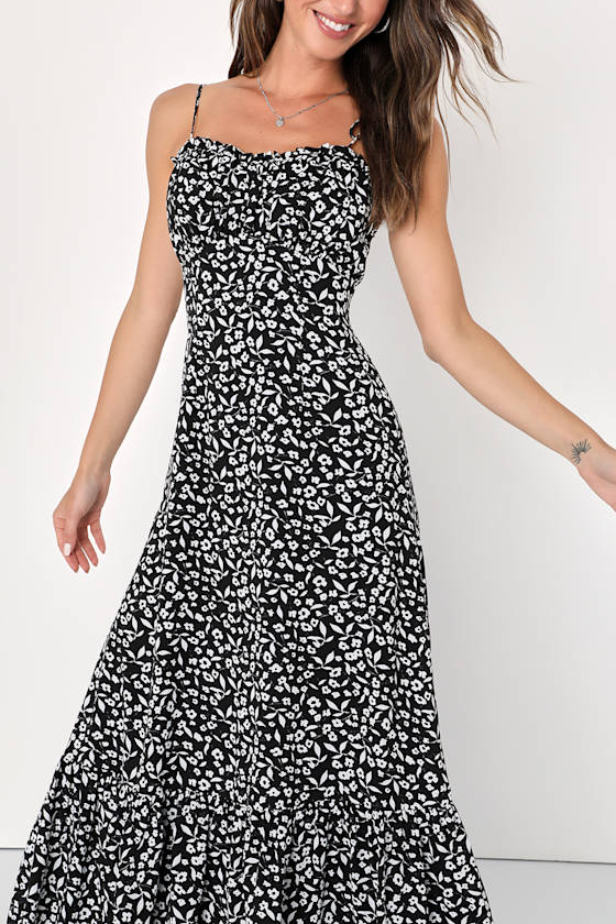 Elise Floral Print Tie Back Maxi Dress main image 1