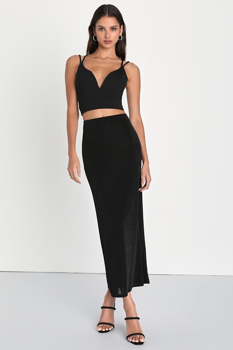 High Waisted Maxi Skirt And Crop Top