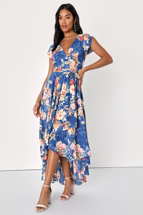 Lulus French Countryside Blue Floral Print High-low Dress