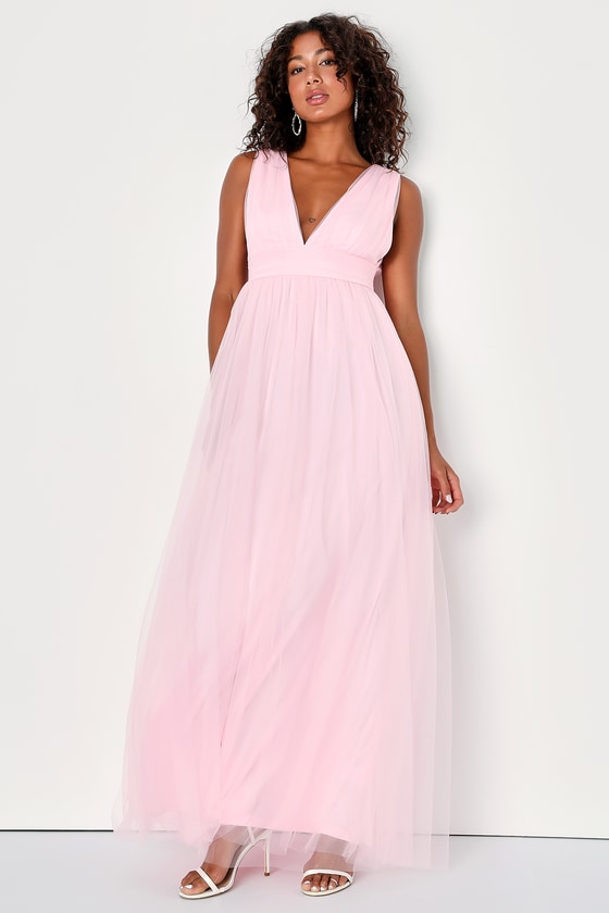 Pink powder Flounce dress with tulle - Buy Online