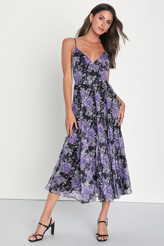 Black and best sale purple floral dress