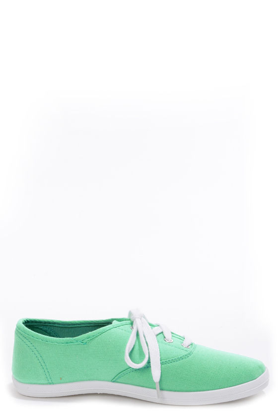 Wild Diva Lounge Marsden 01 Mint Canvas Lace-Up Sneakers - $15.00