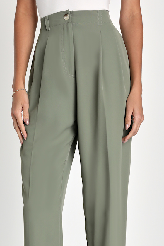 Sophisticated Company Sage Green Straight Leg Trouser Pants - thumbnail 3
