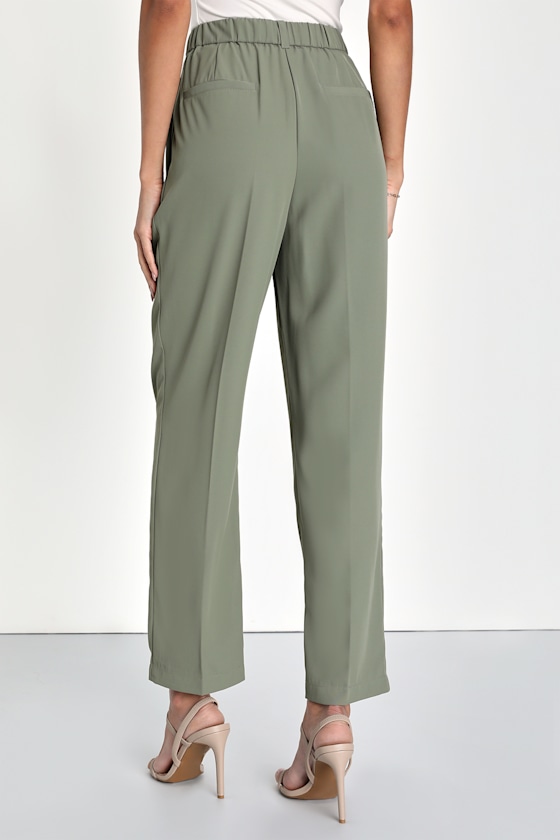 Sophisticated Company Sage Green Straight Leg Trouser Pants - thumbnail 4