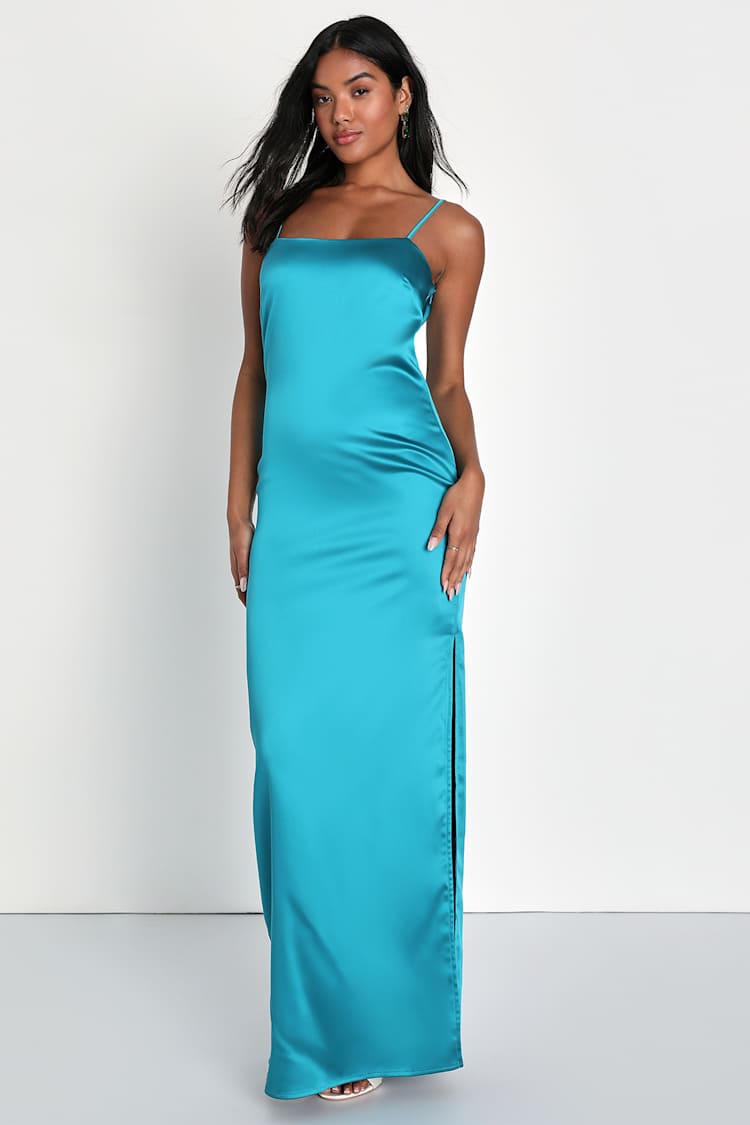 timeless love satin maxi dress teal Lover Of Style Satin Maxi Dress