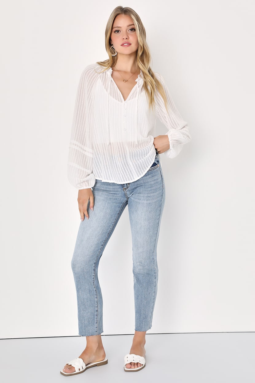 Angelically Airy White Balloon Sleeve Top