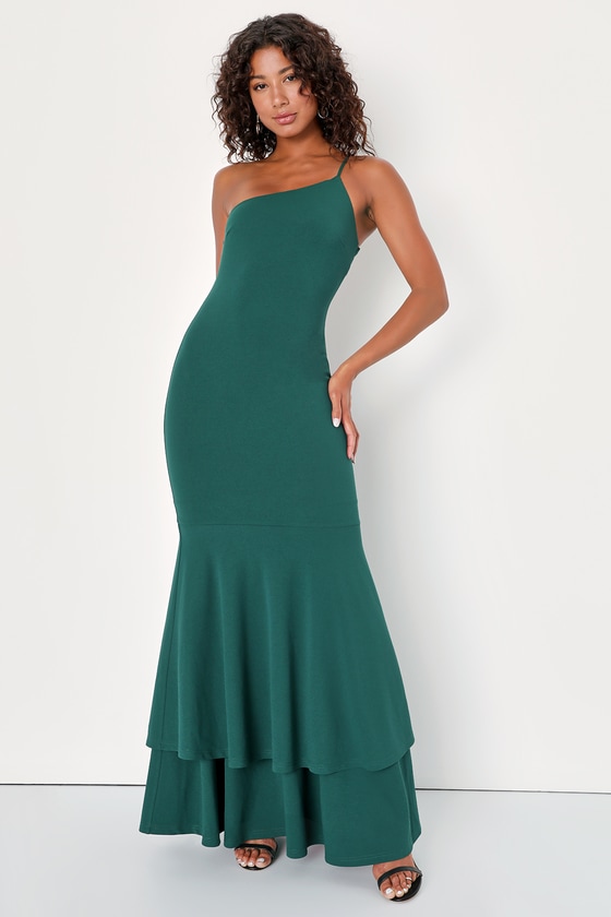 Emerald Maxi Dress - One-Shoulder Dress - Mermaid Maxi Dress - Lulus