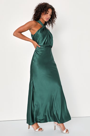 show me your mumu emerald green dress Jasmine Halter Midi Dress, in Emerald Chiffon, Size: XL | Show Me Your Mumu main image 1