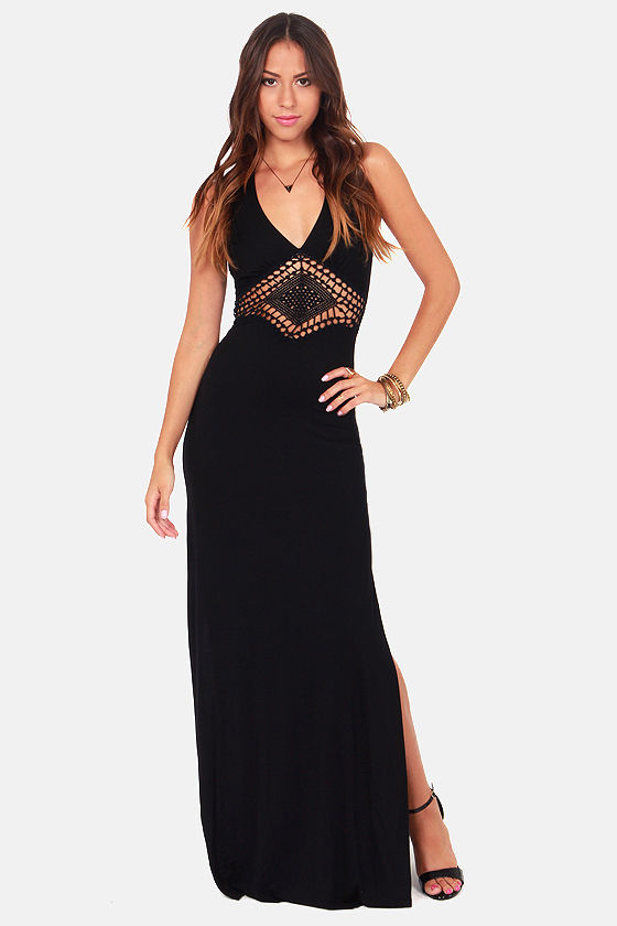 Lifelong Love Black Halter Maxi Dress