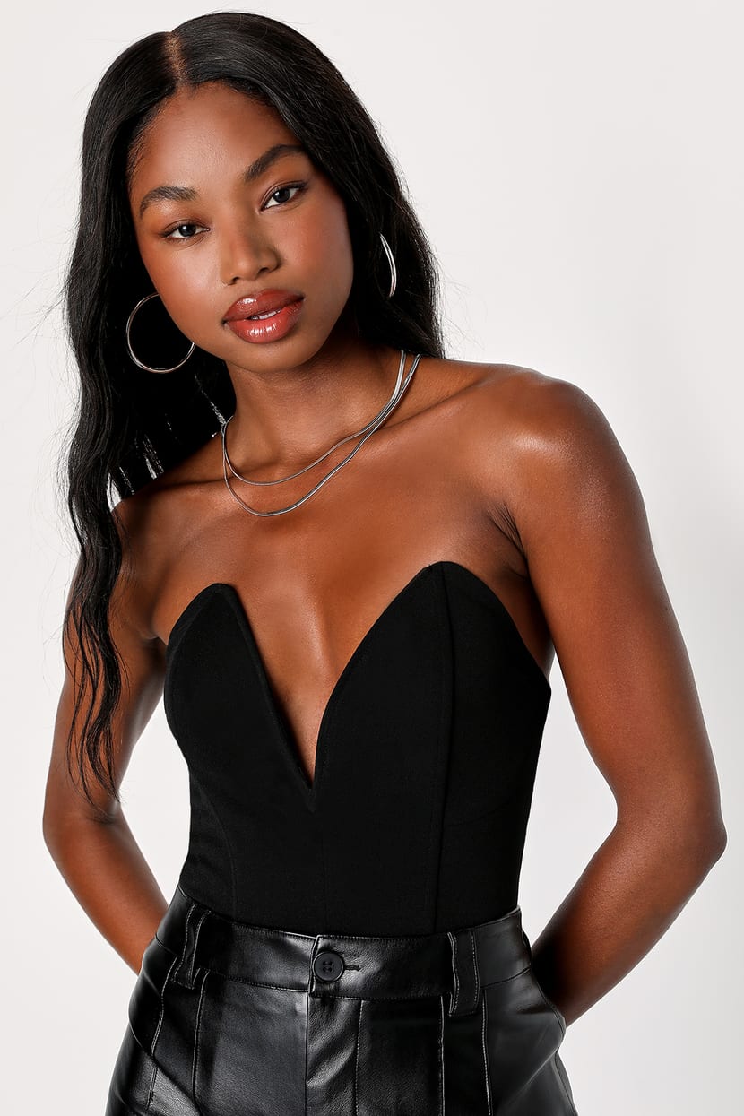 Black Strapless Top - Bustier Top - Sexy Top - Cropped Top - Lulus