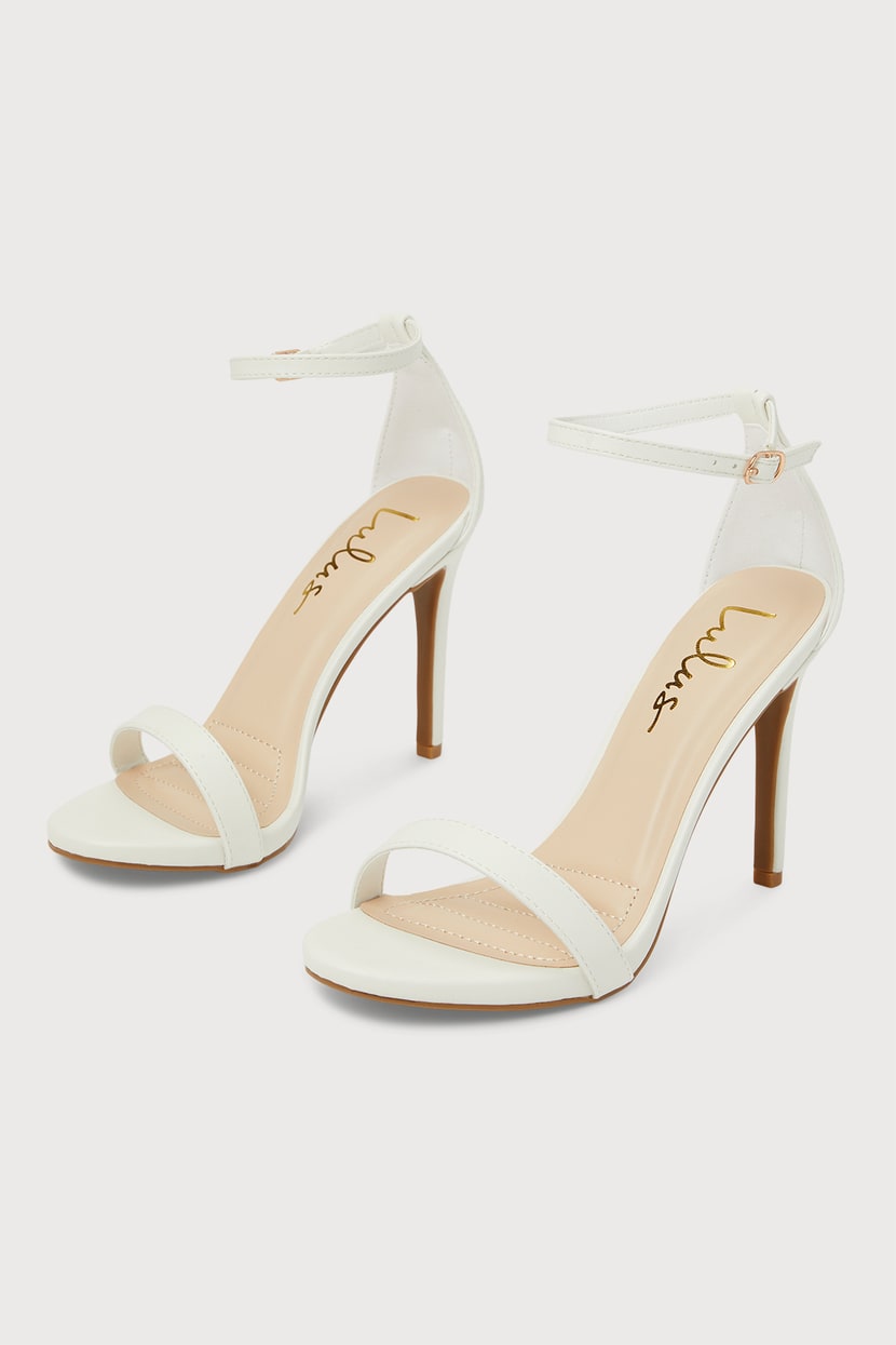 Loveliness White Ankle Strap Heels