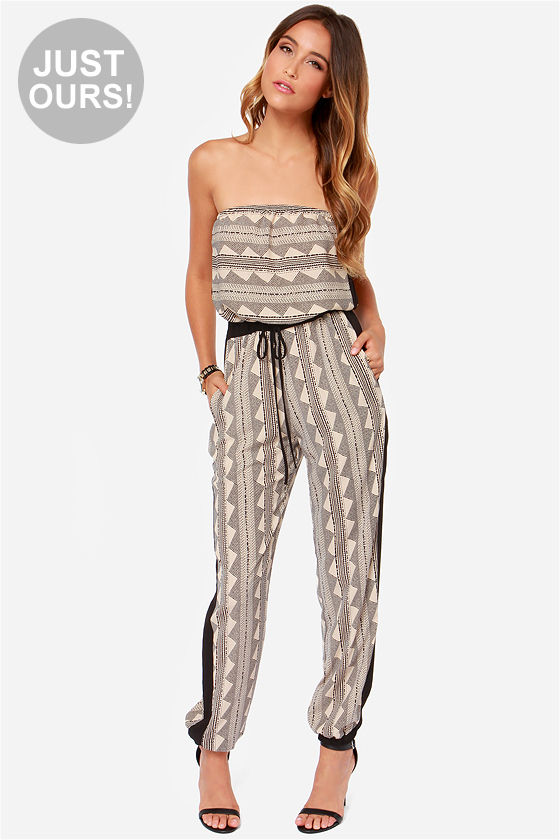 LULUS Exclusive Need I Say More? Strapless Black Print Jumpsuit - $54 ...
