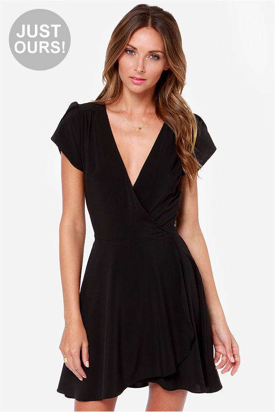 Cute Black Dress - Wrap Dress - Little Black Dress - $42.00 - Lulus