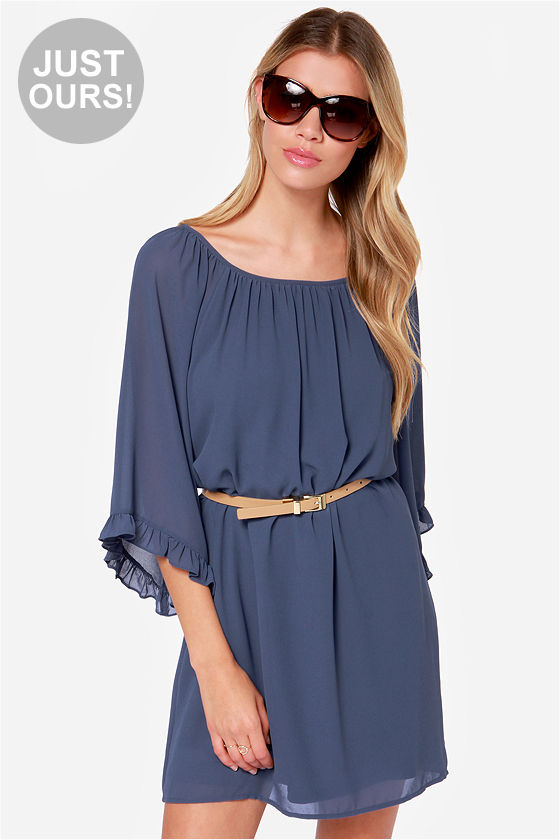 LULUS Exclusive Frill for the Taking Denim Blue Shift Dress