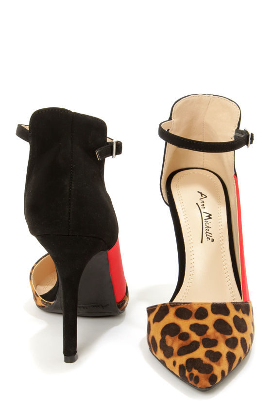 anne michelle leopard heels