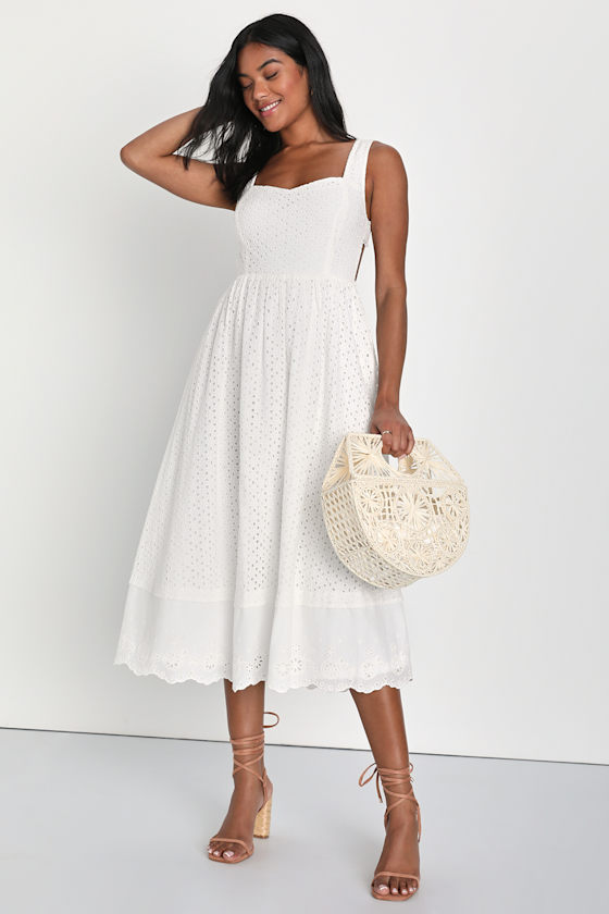 White Sands Eyelet Cami Midi Dress