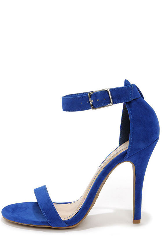 blue suede heels with ankle strap