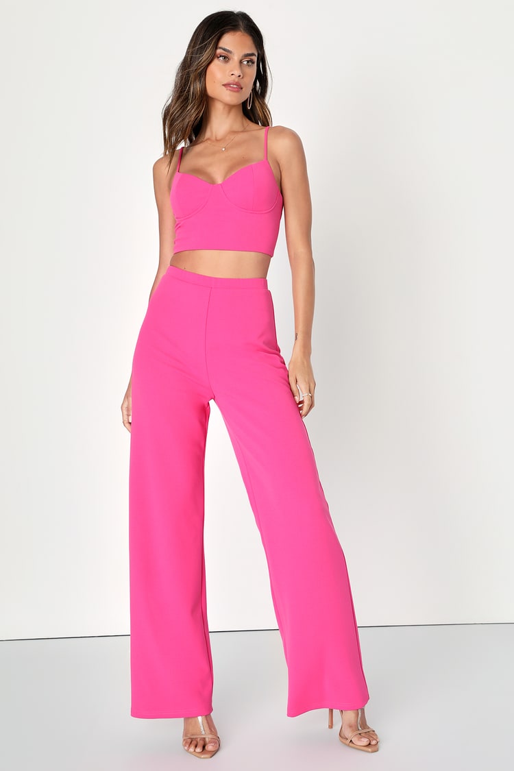 NUDE PALAZZO CROP TOP AND TROUSER SET