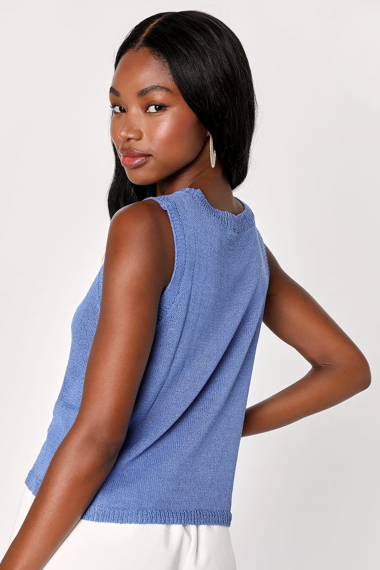 Clean Aesthetic Blue Sweater Knit Tank Top