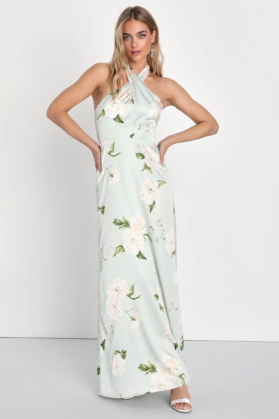 Green Floral Dress - Satin Floral Dress - Floral Bridesmaid Dress - Lulus