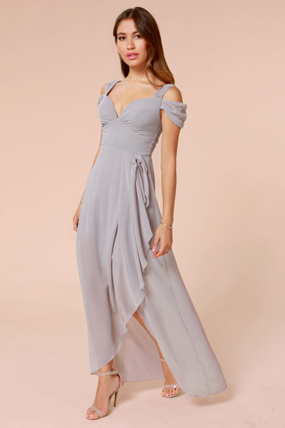 Lulus Light Grey Maxi Dress Online ...