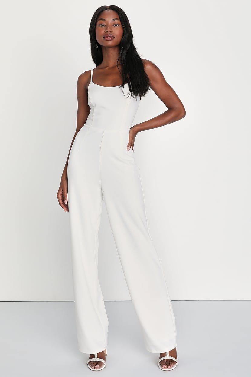 Chic White Jumpsuit - Sleeveless Jumpsuit - Wide Leg Jumpsuit - Lulus