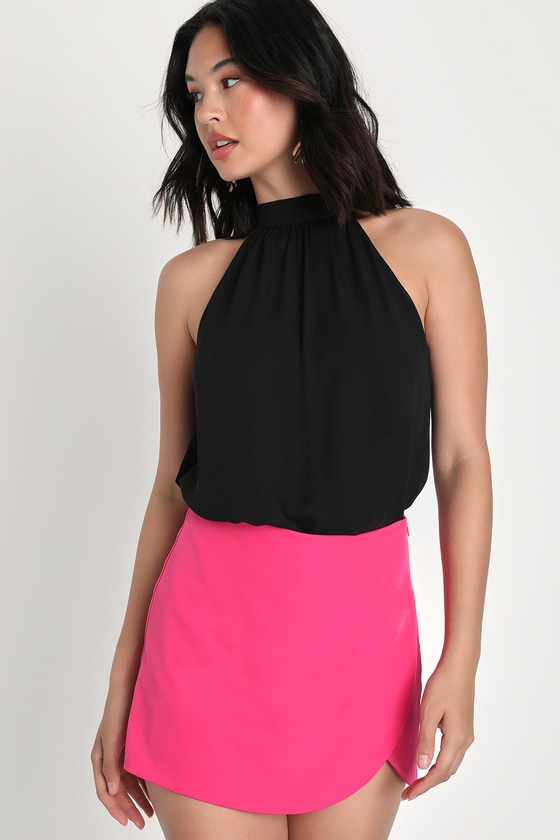 Hot Pink Skort - High-Rise Skirt - Woven Skort - Faux-Wrap Skort - Lulus
