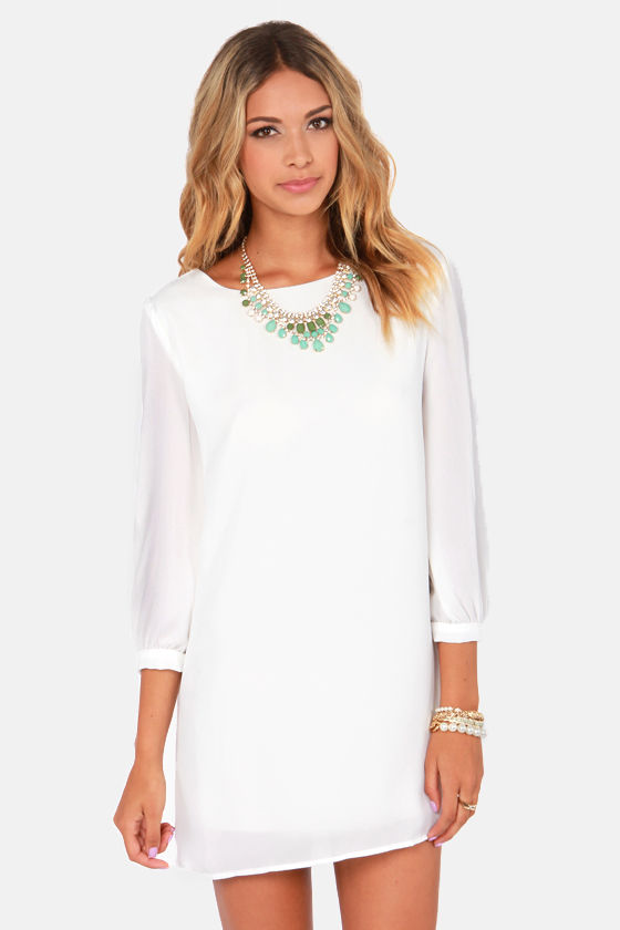 shift and shout ivory shift dress