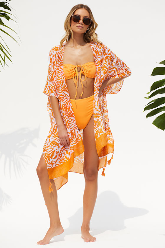 Getaway Moves Pink and Orange Print Shawl 5