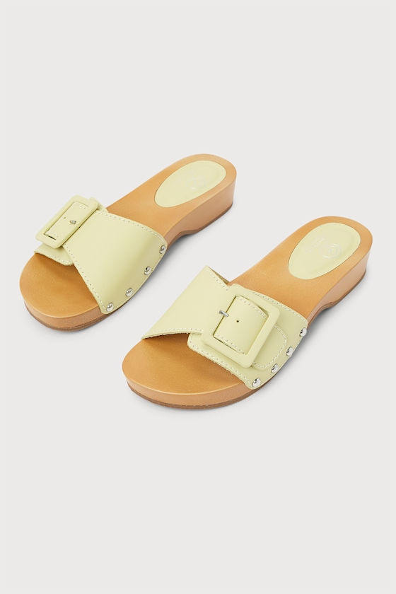 Stylish Chinese Style Green Satin Embroidery Slide Sandals