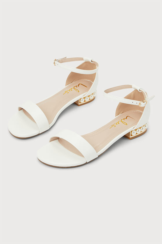 Romay White Pearl Ankle Strap Sandals 1