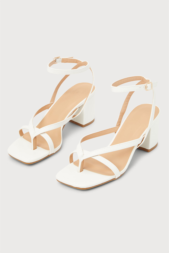 Zeena White Strappy Ankle Strap High Heel Sandals 1