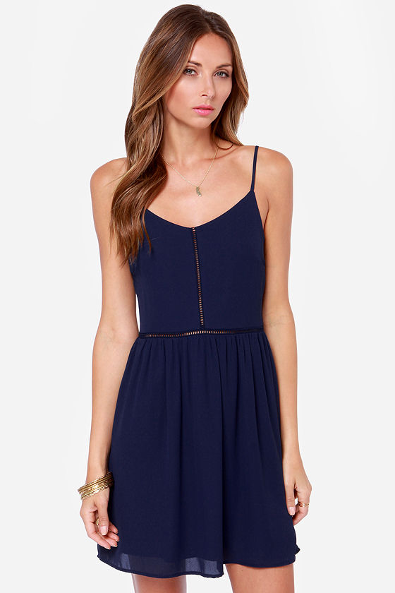 Cute Navy Blue Dress - Skater Dress - Sleeveless Dress - $47.00 - Lulus