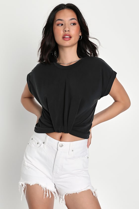 Kalula Long Sleeve Crop Top in Black main image 1